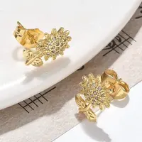 Brass Micro Pave Clear Cubic Zirconia Stud Earrings