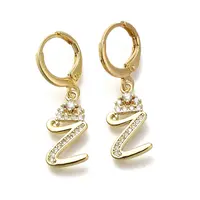 Brass Clear Cubic Zirconia Hoop Earrings
