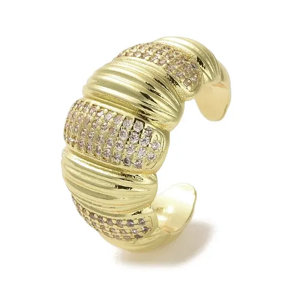 Brass Micro Pave Cubic Zirconia Open Cuff Ring