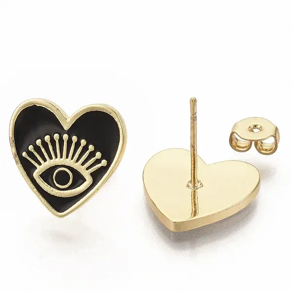 Brass Enamel Stud Earrings