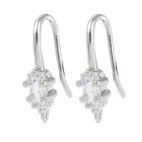 Brass Micro Pave Rectangle Cubic Zirconia Earring Hooks