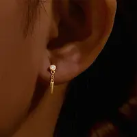 Cone Tassel 925 Sterling Silver Micro Pave Clear Cubic Zirconia Cartilage Earrings