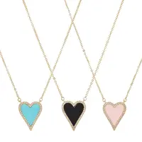 3Pcs 3 Colors Rhinestone Heart Pendant Necklace
