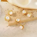 3 Pairs Minimalist Chic Brass Flat Round Stud Earrings