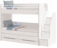 Patrová postel s přistýlkou, úložným prostorem a schůdky pure modular