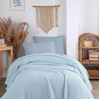 Přehoz 160x230 pique - světle modrá