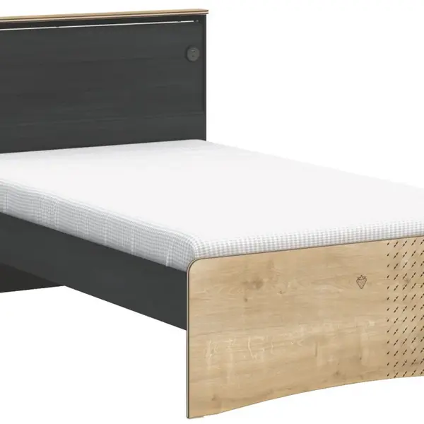 Studentská postel 120x200cm s usb sirius - dub černý/dub zlatý