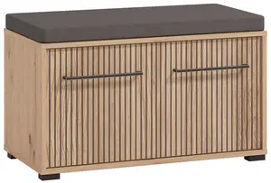 Botník s polstrováním rue - dub artisan/černá