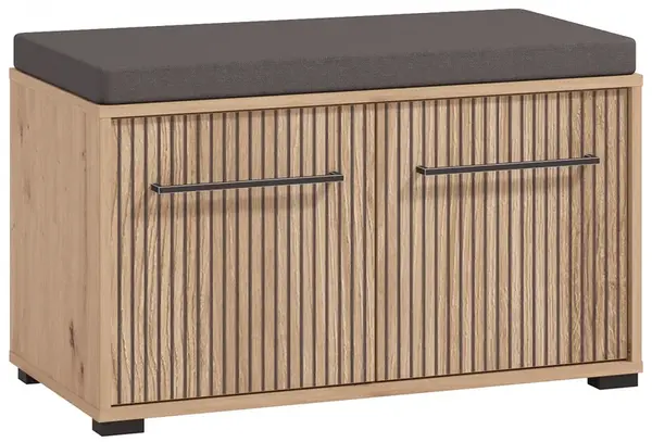 Botník s polstrováním rue - dub artisan/černá