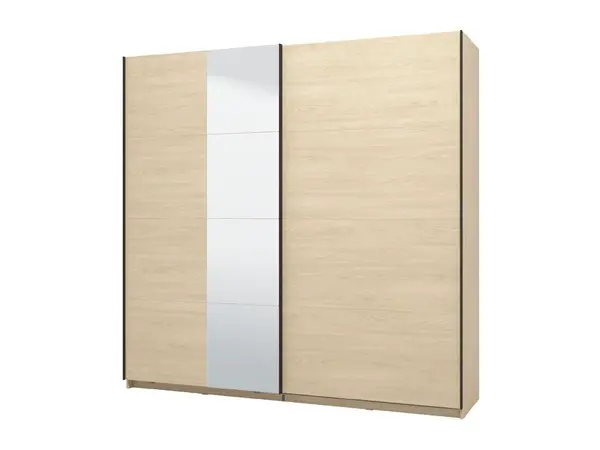 Šatní skříň s posuvnými dveřmi a zrcadlem anita - dub světlý