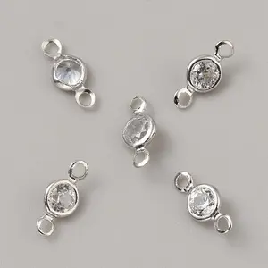 Brass Pave Clear Cubic Zirconia Connector Charms