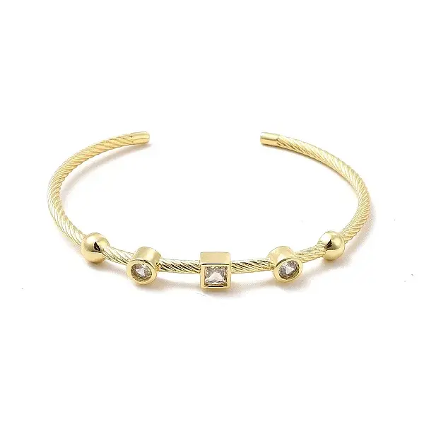 Clear Cubic Zirconia Square Cuff Bangle
