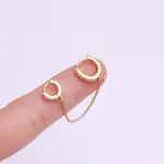 Brass Micro Pave Clear Cubic Zirconia Hoop Cartilage Earrings with Chain