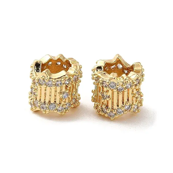 Rack Plating Brass Micro Pave Cubic Zirconia Beads