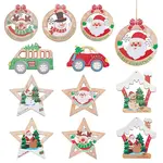 22Pcs 11 Style Christmas Theme Natural Wood Big Pendants