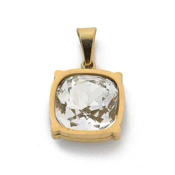 304 Stainless Steel Glass Rhinestone Pendants