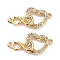 Brass Micro Pave Clear Cubic Zirconia Links Connectors