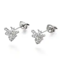 Brass Micro Pave Clear Cubic Zirconia Stud Earrings