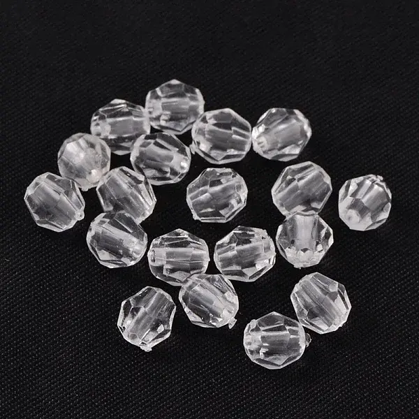 Round Shaped Transparent Acrylic Faceted Beads