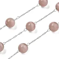 304 Stainless Steel with Glass Cat Eye Link Chains