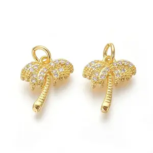 Brass Micro Pave Cubic Zirconia Charms