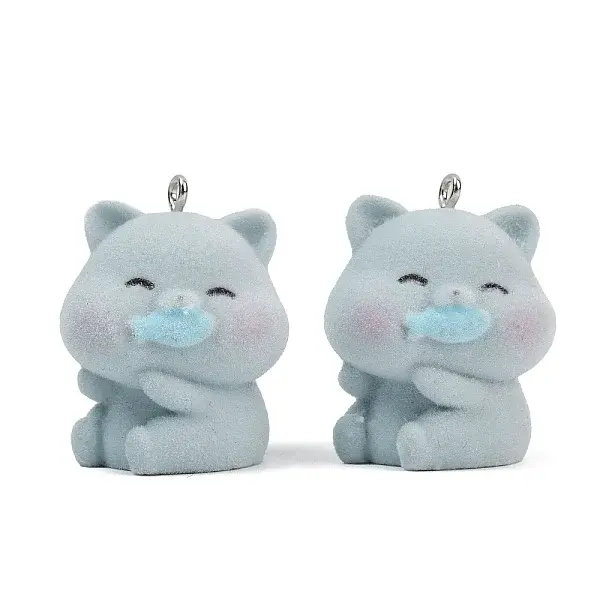 Flocky Resin Pendants