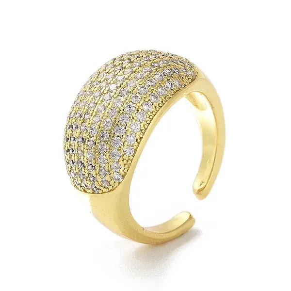 Brass with Cubic Zirconia Open Cuff Rings for Women