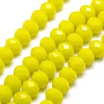 1 Strand Opaque Solid Yellow Color Faceted Crystal Glass Rondelle Beads Strands