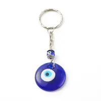 Flat Round with Evil Eye Lampwork Keychain
