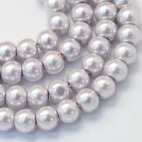 Baking Painted Pearlized Glass Pearl Round Bead Strands