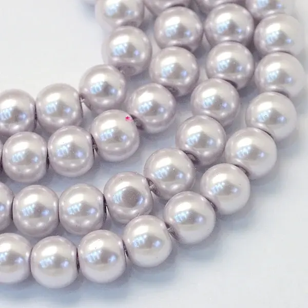 Baking Paint Pearlized Glass Pearl Round Bead Strands