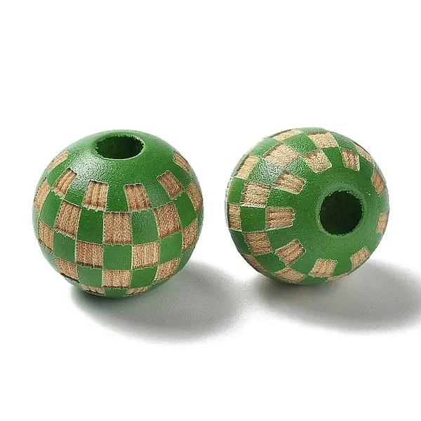 Wood Laser Engraved Tartan Beads