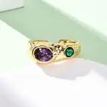 Brass Micro Pave Cubic Zirconia Cuff Rings for Women