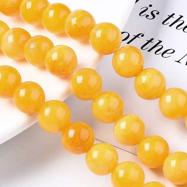 Natural Dyed Yellow Jade Gemstone Bead Strands
