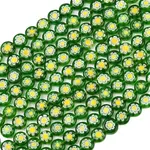Handmade Millefiori Glass Flat Round Bead Strands