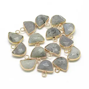 Natural Labradorite Semi Circle Pendants