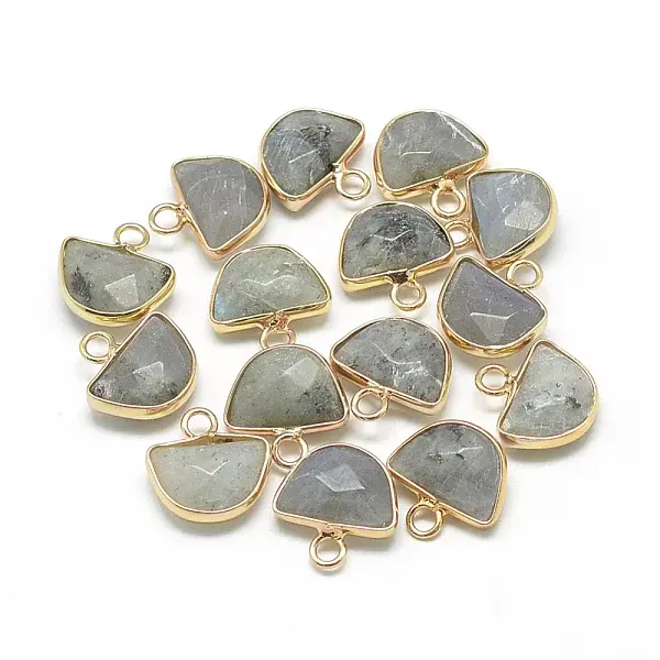 Natural Labradorite Semi Circle Pendants