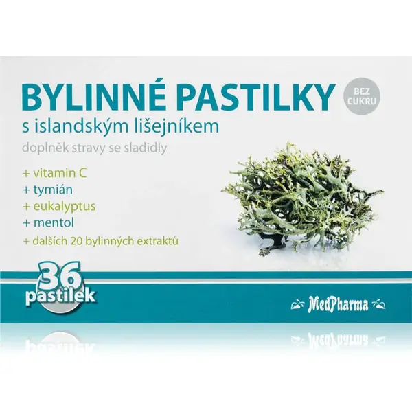 MedPharma Bylinné pastilky s islandským lišejníkem pastilky pro podporu zdraví dýchacích cest 36 ks