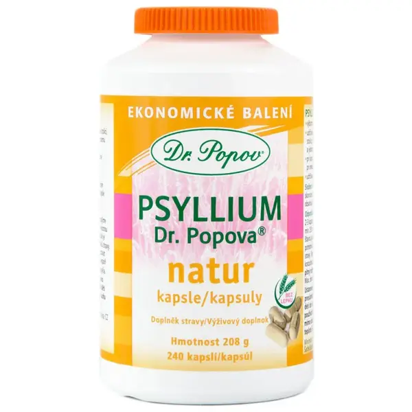 Dr. Popov Psyllium Natur vláknina doplněk stravy 240 cps