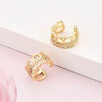 Brass Micro Pave Clear Cubic Zirconia Cuff Earrings