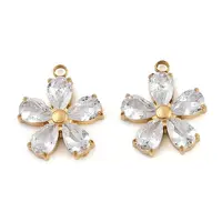 304 Stainless Steel Micro Pave Cubic Zirconia Pendants