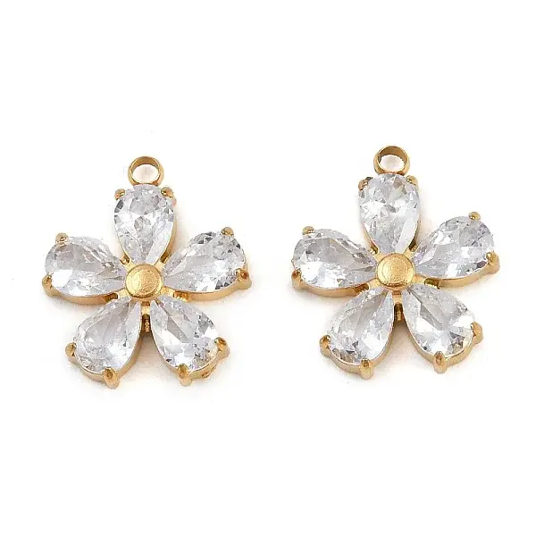 304 Stainless Steel Micro Pave Cubic Zirconia Pendants