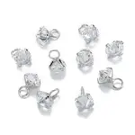 Rack Plating Brass Clear Cubic Zirconia Charms