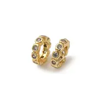 Brass Micro Pave Clear Cubic Zirconia European Beads
