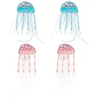 4Pcs 2 Colors Jellyfish Handmade Beaded Appliques