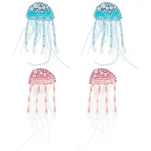 4Pcs 2 Colors Jellyfish Handmade Beaded Appliques