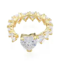 Clear Cubic Zirconia Heart Wrap Open Cuff Rings