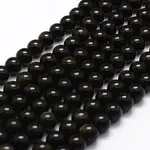 Natural Golden Sheen Obsidian Beads Strands