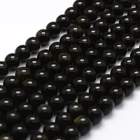Natural Golden Sheen Obsidian Beads Strands