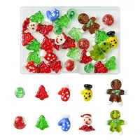 Christmas Theme Handmade Lampwork with Transparent Glass Bead Set